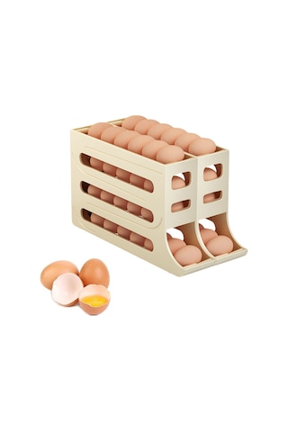 Reedark Buzdolabı İçin 4 Katlı Otomatik Yumurta Organizatörü - 30 Yumurta Kapasiteli, Yer Tasarruflu Yumurta Dispenseri 2'li Paket Açık Sarı Çok Renkli