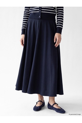 Lcw Modest Lacivert Beli Fermuarlı Kloş Etek