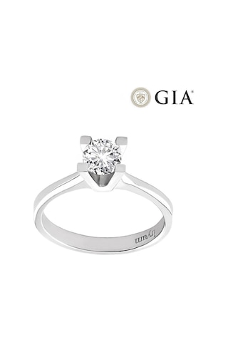0.50 Karat E Vs2 Gıa Sertifikalı Pırlanta Tektaş Yüzük Beyaz