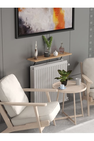 Montajsız Petek Üstü Uçan Raf Kalorifer Peteği 80x20 Cm Beyaz - Atlantik Çam Atlantik Çam