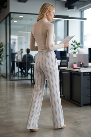 Armonika Kadın Krem Bol Paça Keten Pantolon Arm-26k001053