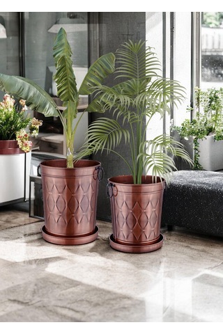 The Mia Prizma Saksı Bakır Kaplama 37x31x46 Cm