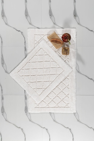 Elart Frio Banyo Halısı Paspas Takımı Pamuklu 2 Adet 60x100 Cm Krem Krem