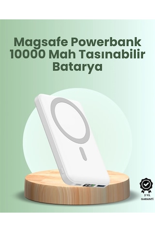 Ultra İnce Manyetik Powerbank Hızlı Şarj, Güçlü Tutuş, 10000 Mah Kapasite BEYAZ