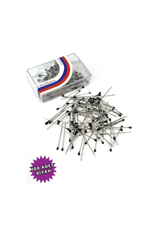 Toplu İğne Siyah 100 Adet - Eşarp Ve Şal İğnesi Çok Amaçlı Nişan Düğün Sünnet Takı İğnesi Siyah