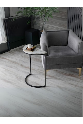 Lisa Metal Tekli Yan Sehpa Beyaz