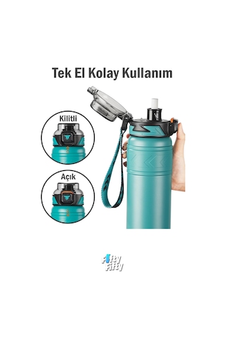 Tkk 900 Ml Çelik Termos Çift Kullanım Pipetli/rahat İçim -12/24 Sıcak-soğuk- Yalıtım -tkk2025900ml Yeşil