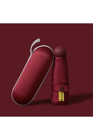 Eleven Markets Mini Cep Boy Lüx Şemsiye Uv Korumalı Bordo Mini Şemsiye Bordo