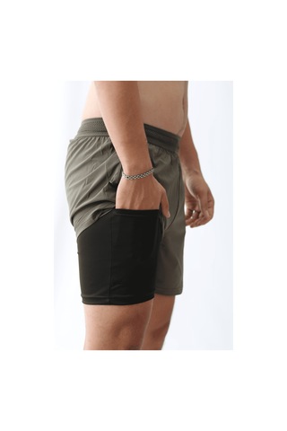 Nature The Brand Unisex Gym Ve Fitness Astarlı Taytlı Şort / Gizli Cep Detaylı Antrasit