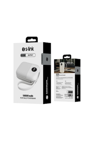 S-link Mp110 10000mah Pd22.5w Type-c+lightning Kablolu Beyaz Pil Şarj Cihazı Powerbank Siyah