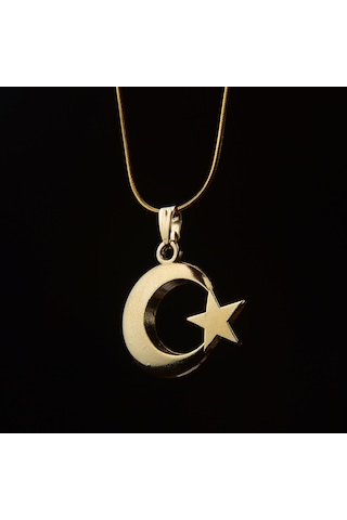 Ay Yıldız Sarı Çelik Kadın Kolye Takı Aksesuar