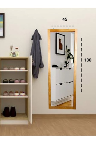 Mirrorss TTN Duvar Hol Ayna 130 x 45 CM Meşe