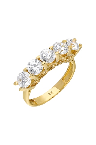 Chavin 5 Taş 2.5 Carat Taşlı 3.5 Gr. Altın Zirkon Yüzük Du37