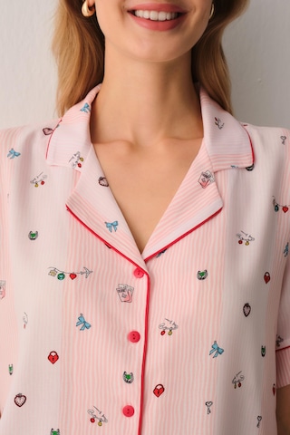 Suwen Smile Gömlek Yaka Pijama Takımı Sh26503660b334 Pembe
