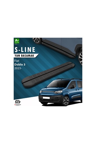 S-dizayn Fiat Doblo 3 Uzun Şase S-line Siyah Yan Basamak 213 Cm 2023 Üzeri
