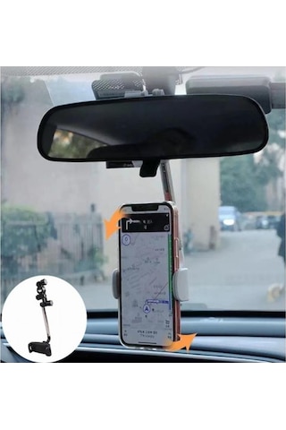 Dikiz Aynasına Takılan Siyah Telefon Tutucu 360 Derece Dönebilen Kıskaçlı Diğer