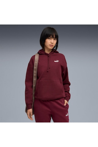 Puma Essentials Small No.1 Logo Kadın Bordo Kapüşonlu Sweatshirt Bordo