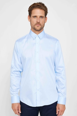 Tudors Slim Fit Uzun Kollu Non Iron Mavi Erkek Gömlek-31171-mavi Mavi