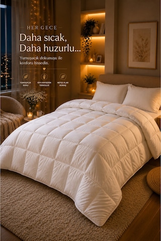 HİG HOME LuxeSleep Çift Kişilik Microfiber Yorgan – Sıcacık Ultra Yumuşak Kuş Tüyü Hissi