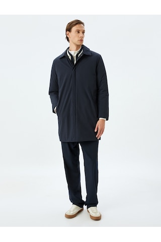 Koton Fermuarlı Slim Fit Çıkarılabilir Kapşonlu Yağmurluk Mont Lacivert 5wam00005hw Lacivert