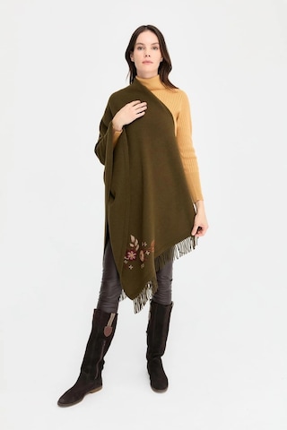 Desen Triko Kadın Papatya İşlemeli Püsküllü Yün Şal 24028 A. Yeşil A. Yeşil