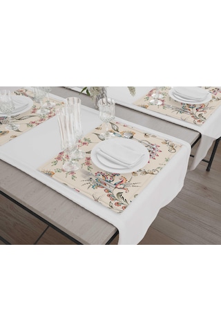 The Mia Flower- 2 Amerikan Servis 6 Lı  Set - 50 x 35 Cm Çok Renkli
