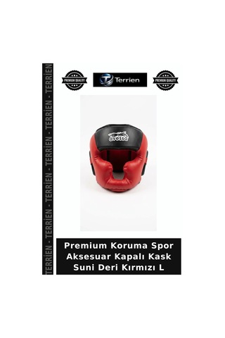 Premium Koruma Spor Aksesuar Kapalı Kask Suni Deri Kırmızı L