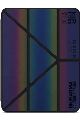 Apple Uyumlu iPad 10.2 8.nesil Kılıf Skinarma Holografik Tasarımlı Standlı Deri Görünümlü Kira Kobai