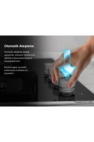 Tecna AO 614SC 60 Cm Siyah Cam Ankastre Ocak