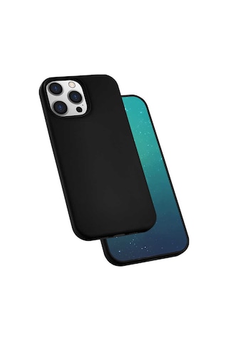 Apple Uyumlu iPhone 13 Pro Max Uyumlu Zore Silk Silikon-siyah Siyah -