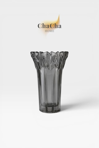 Chacha Home Kristal Dekoratif Cam Vazo Modern Salon & Konsol Aksesuarı 19x13 Cm Füme