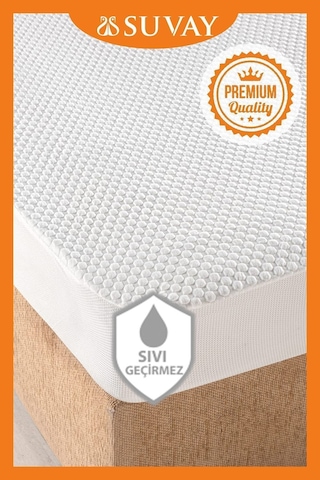 Premium Ultra Soft Sıvı Geçirmez Fitted Full Kenar Alez Tek Çift Kişilik Beyaz Renkli Yatak Koruyucu Beyaz