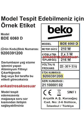 Adp 61420 B 8863361200 15.02.2023 Öncesi Üretilen Davlumbaz Karbon Filtre Aspiratör Filtresi