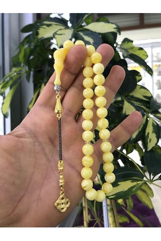 Sultan Telkari Küre Model Beyrut Damlası Kehribar Tespih Sarı