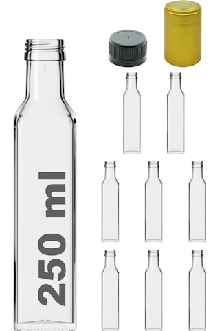 Afracam Maraska Şeffaf 250 ML Cam Şişe Kapak Kapüşon 8 Adet