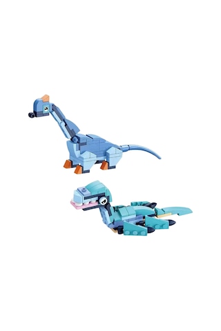 2'li Dinozor Lego Uyumlu Blok Seti - Mosasaurus & Brontosaurus Eğitici Yapboz Oyuncak 135 Parça