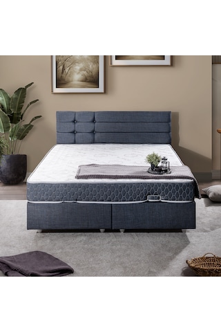 Viyana Çift Kişilik Baza Başlık Letto Yatak Seti - Lacivert 150 x 200