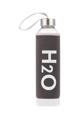 H2o Peluş Kılıflı Cam Matara - Mix Siyah