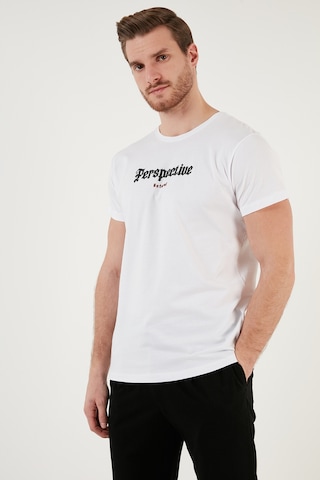 Buratti Pamuklu Slim Fit Bisiklet Yaka Erkek T Shirt 541Perspective Beyaz