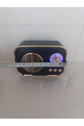 Nostaljik Retro Radio Parlak Kaplama Bluetooth Bağlantılı Hoparlör - Siyah- Tek Ebat