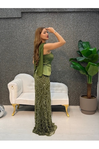 E&a Eren Abiye Bebe Mavisi Straplez Inclı Balık Abıye Haki