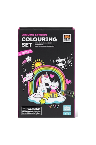 Tiger Tribe Neon Boyama Seti - Unicorns And Friends Açık Gri