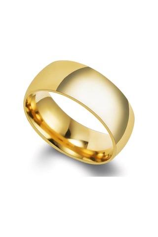 Unisex 8mm Geniş Bombeli Çelik Alyans Yüzük Cl19 001