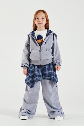 Loco Loco Gri Fermuarlı Kapişonlu Çocuk Sweatshirt