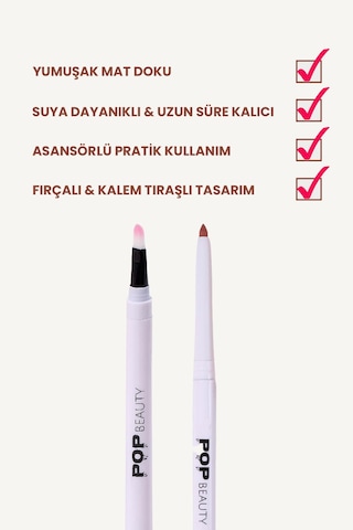 Pop Beauty Waterproof Suya Dayanıklı Asansörlü Dudak Kalemi New Whirl
