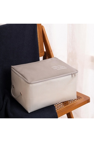 Ocean Home Textile Küçük Boy Gri Çizgili Stuff & Things Hurç 30 x 22 x 18 cm