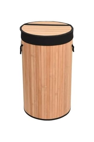 Bambu Yuvarlak Model Çok Amaçlı Kirli Çamaşır Sepeti 72 Litre Çok Renkli