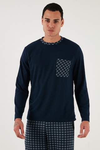 Buratti Kareli Yumuşak Dokulu Regular Fit Uzun Kollu Erkek Pijama Takımı 609611060 Lacivert-Gri
