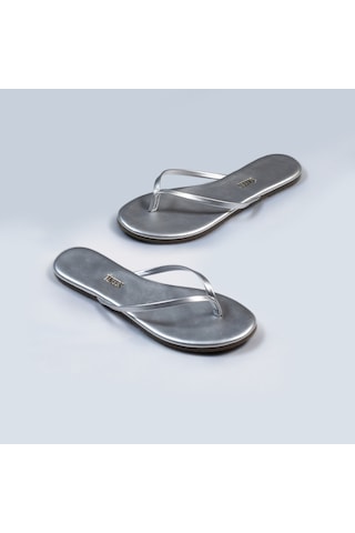 Tkees Flip Flop Terlik Parmak Arası Terlik Gri Gümüş
