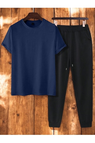 Uyguntarz Unisex Outer Banks Tasarım Basklı Tshirt Eşofman Takımı Lacivert
